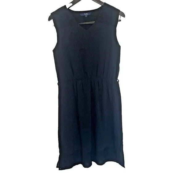 Allen Solly Women's Black Sleeveless Midi Dress Size M - Elegant Casual Summer - Picture 2 of 11